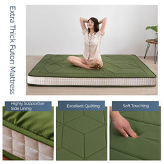 MAXYOYO 6" Extra Thick Floor Futon Mattress, Geometric Diamond, Green