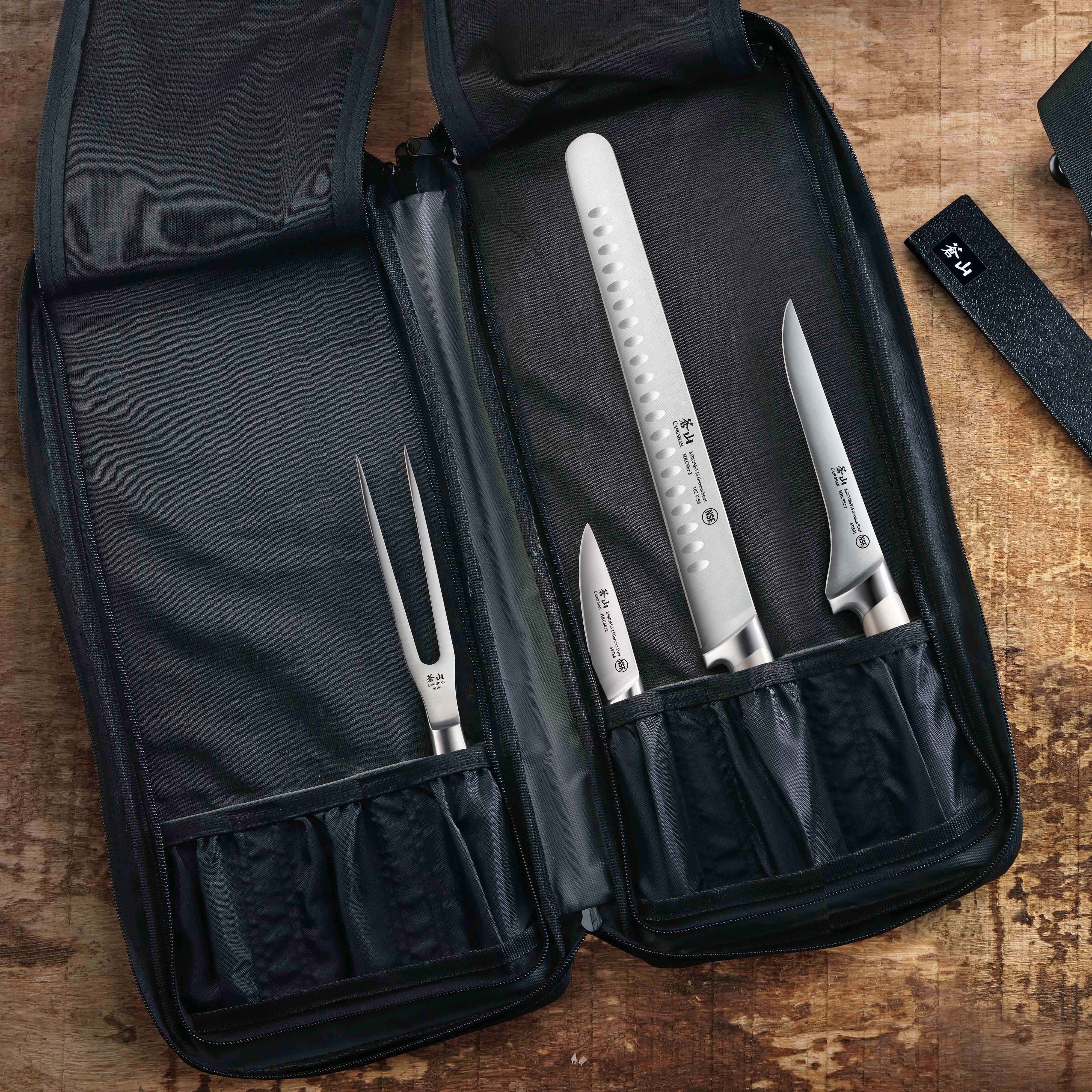 7-Piece Cut-Resistant Nylon Cutlery Knife Bag with Strap, Bag Only (CUTLERY NOT INCLUDED), 1023770