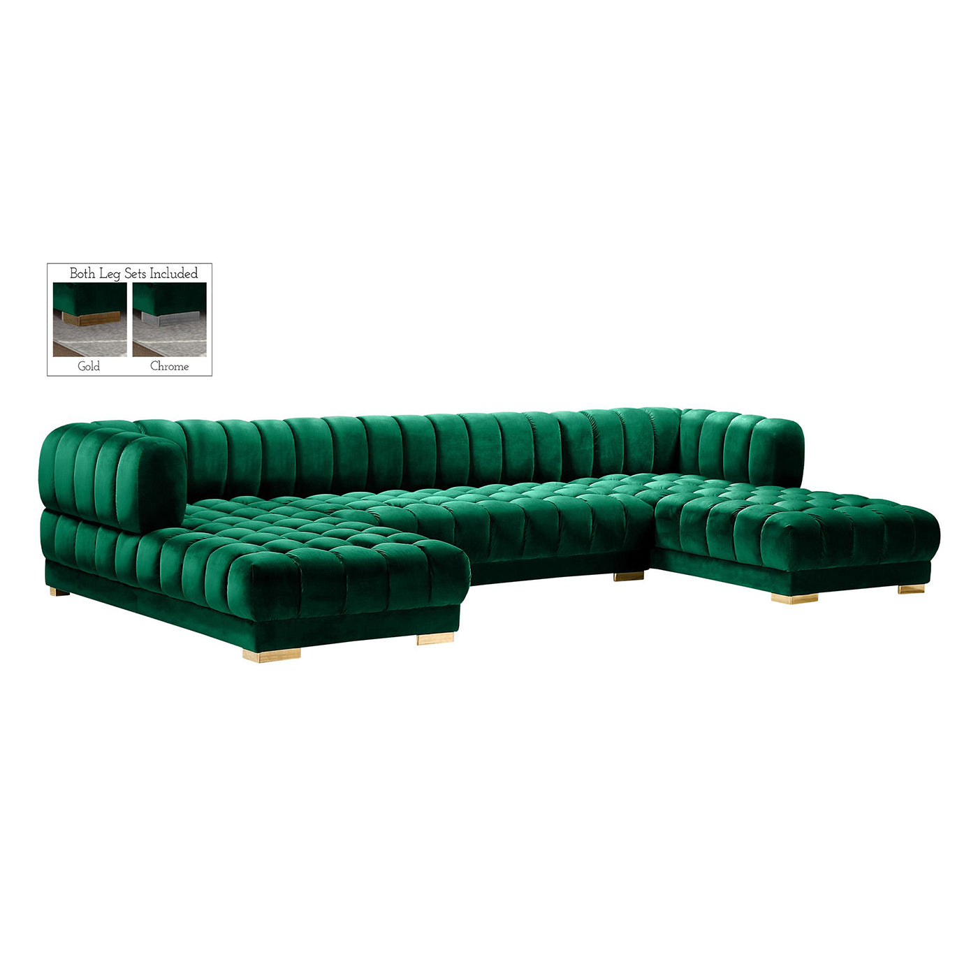 Gwen Velvet 3pc. Sectional