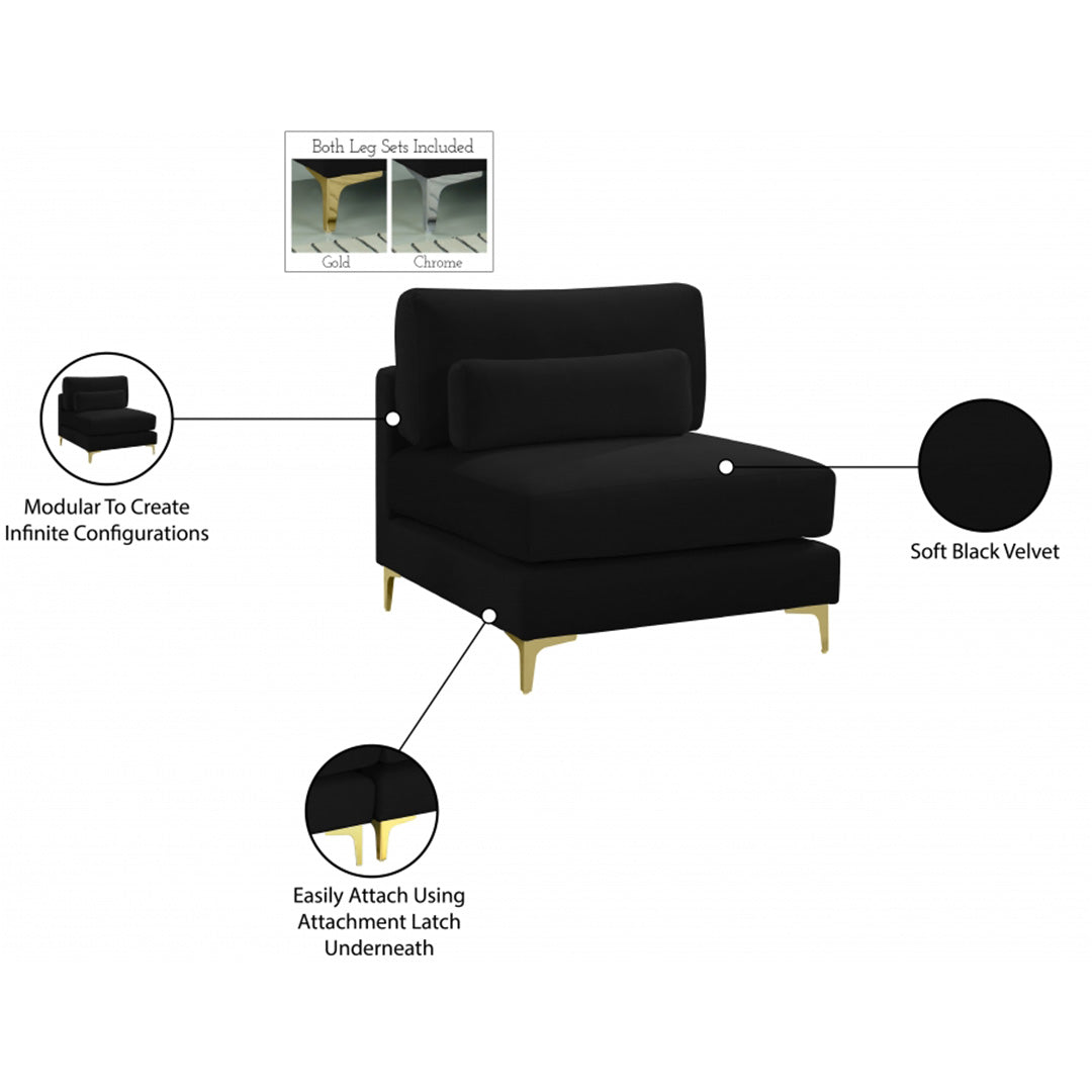 Julia Velvet Modular Armless Chair