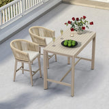 PURPLE LEAF Counter Stools Bar Stools Rattan Bar Stools Wicker Bar Chairs Woven Aluminum Barstools with Back and Cushions
