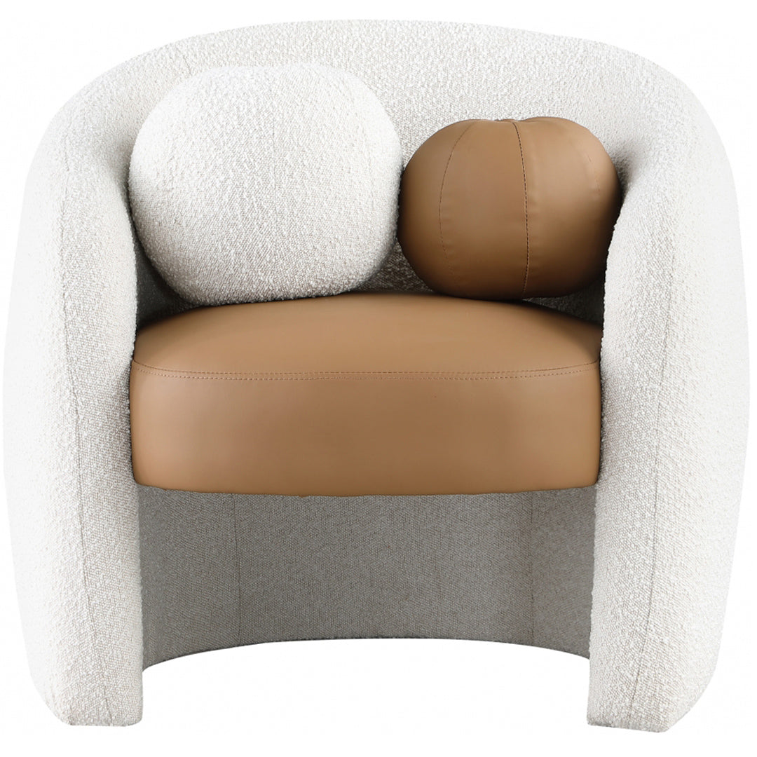 Acadia Boucle Fabric and Faux Leather Accent Chair