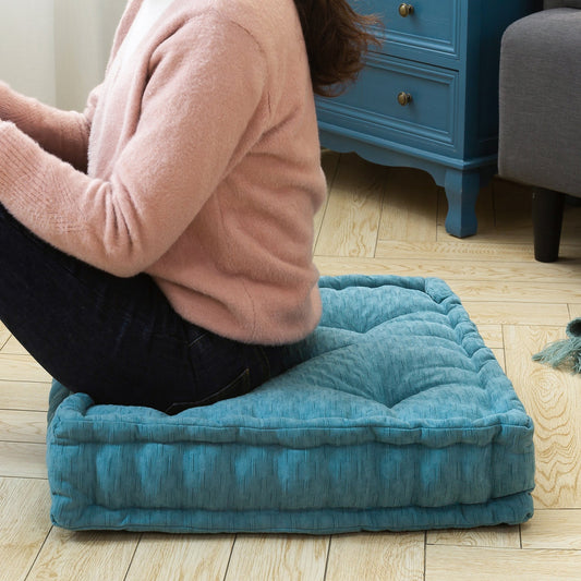 MAXYOYO Square Chenille Floor Pillow, Turquoise, 20"x20"x5.5"