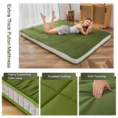 MAXYOYO Padded Japanese Floor Mattress, Green Foldable Roll Up Futon Mattress