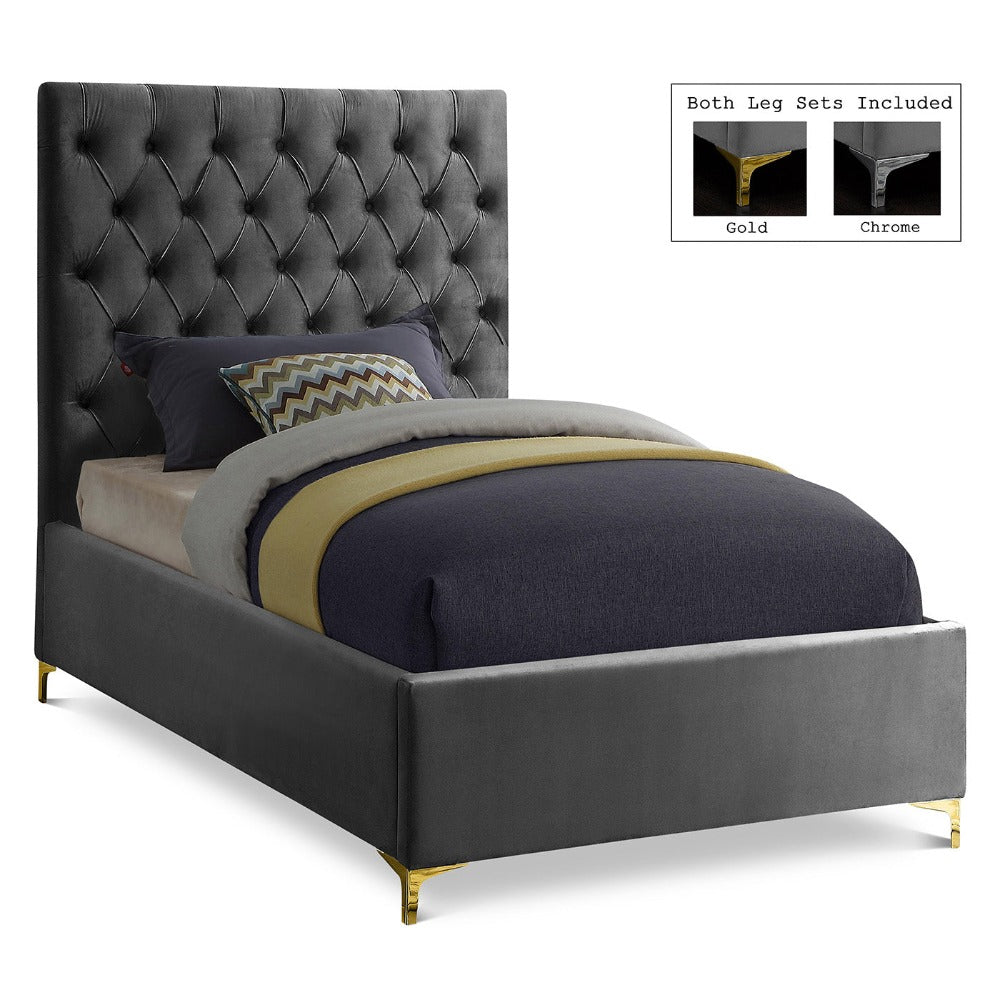 Cruz Velvet Twin Bed