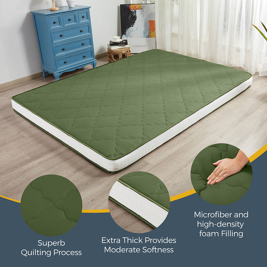 MAXYOYO Diamond Patterned Padded Japanese Floor Mattress, Extra Thick Japanese Floor Mattress Quilted Mattress Topper, Green