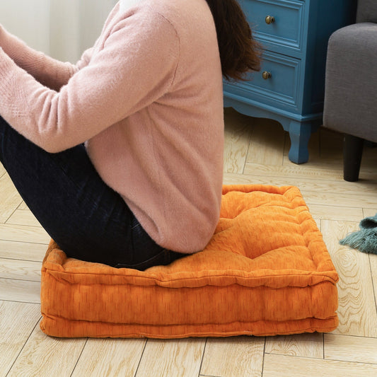 MAXYOYO Square Chenille Floor Pillow, Orange, 20"x20"x5.5"