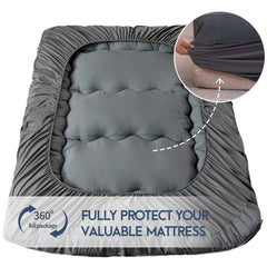 MAXYOYO Extra Thick Mattress Topper, 8-21” Deep Pocket, 5 Layer Structure, Dark Grey