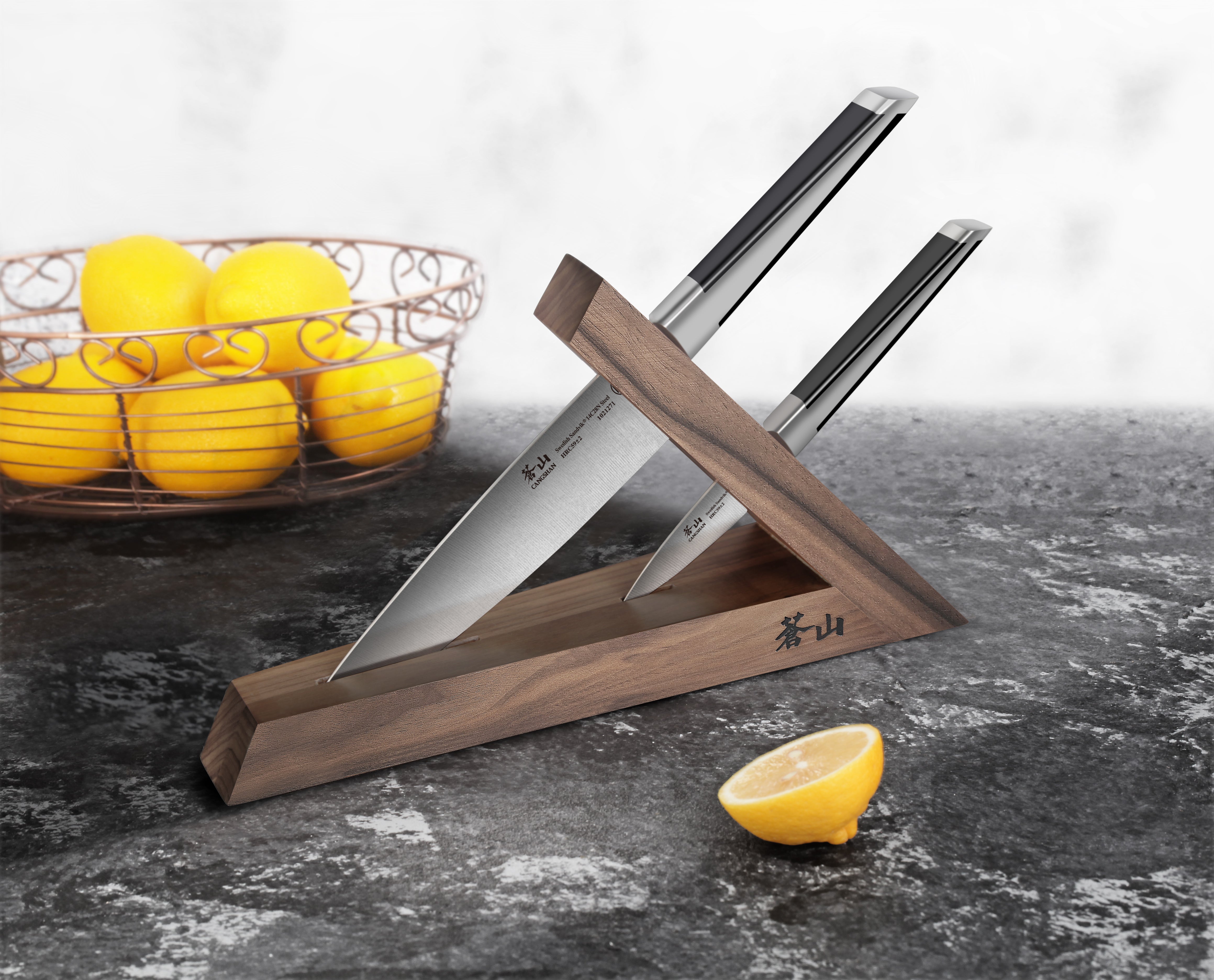 TX Series 3-Piece TAI Knife Block Set, Swedish 14C28N Steel, Walnut Block, 1021295