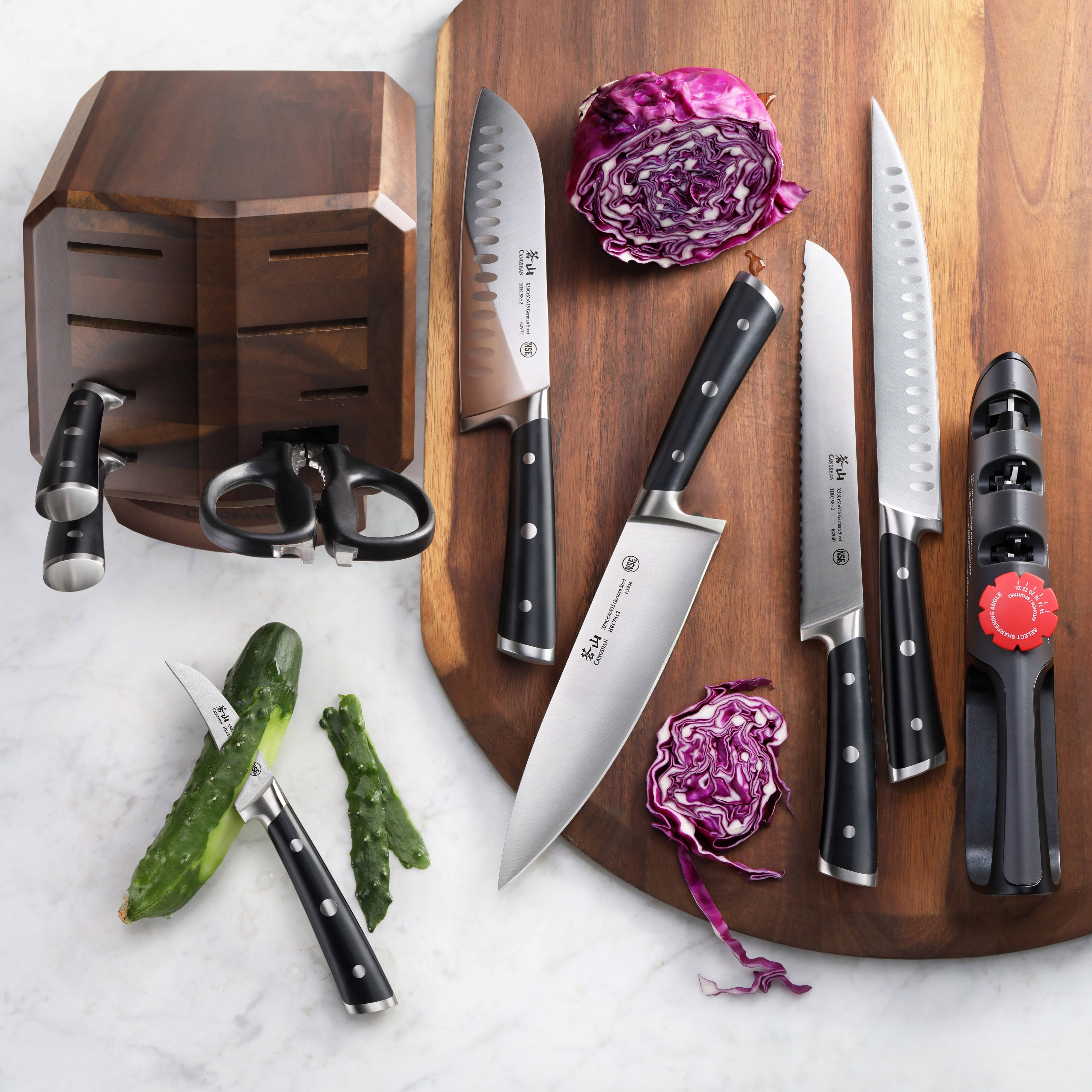 H Series 10-Piece Knife Block Set, Forged German Steel, Acacia Block, 1026160