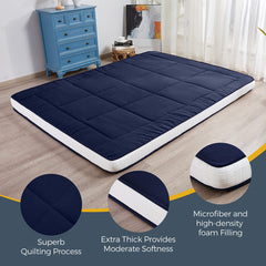 MAXYOYO Padded Japanese Floor Mattress, Portable Floor Futon Mattress, Navy