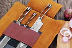 N1 Series 4-Piece Leather Roll Knife Set, Silver, Forged German Steel, 59946