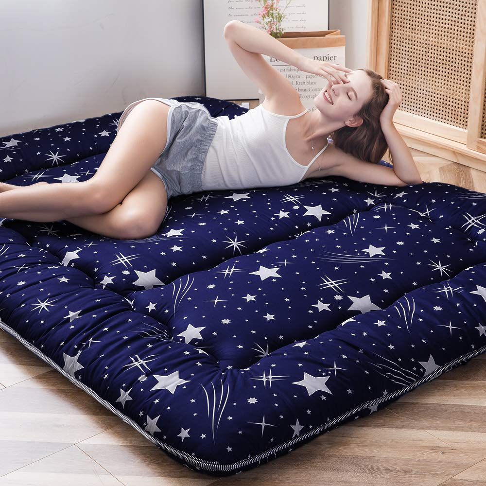 MAXYOYO Navy Starry Sky Japanese Floor Futon Mattress, Suitable For Living Room Futon Matrress