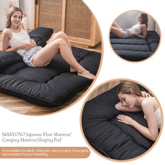 MAXYOYO Japanese Futon  floor Mattress, Twin-Queen size Futon Mattress, Black