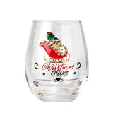 Crystal Christmas Santa's Sleigh Wine & Water Glasses - Set of 2, 17.5oz