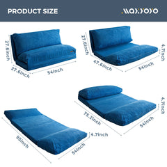 MAXYOYO Bean Bag Folding Sofa Bed with Corduroy Washable Cover, Extra Thick and Long Floor Sofa for Adults, Blue