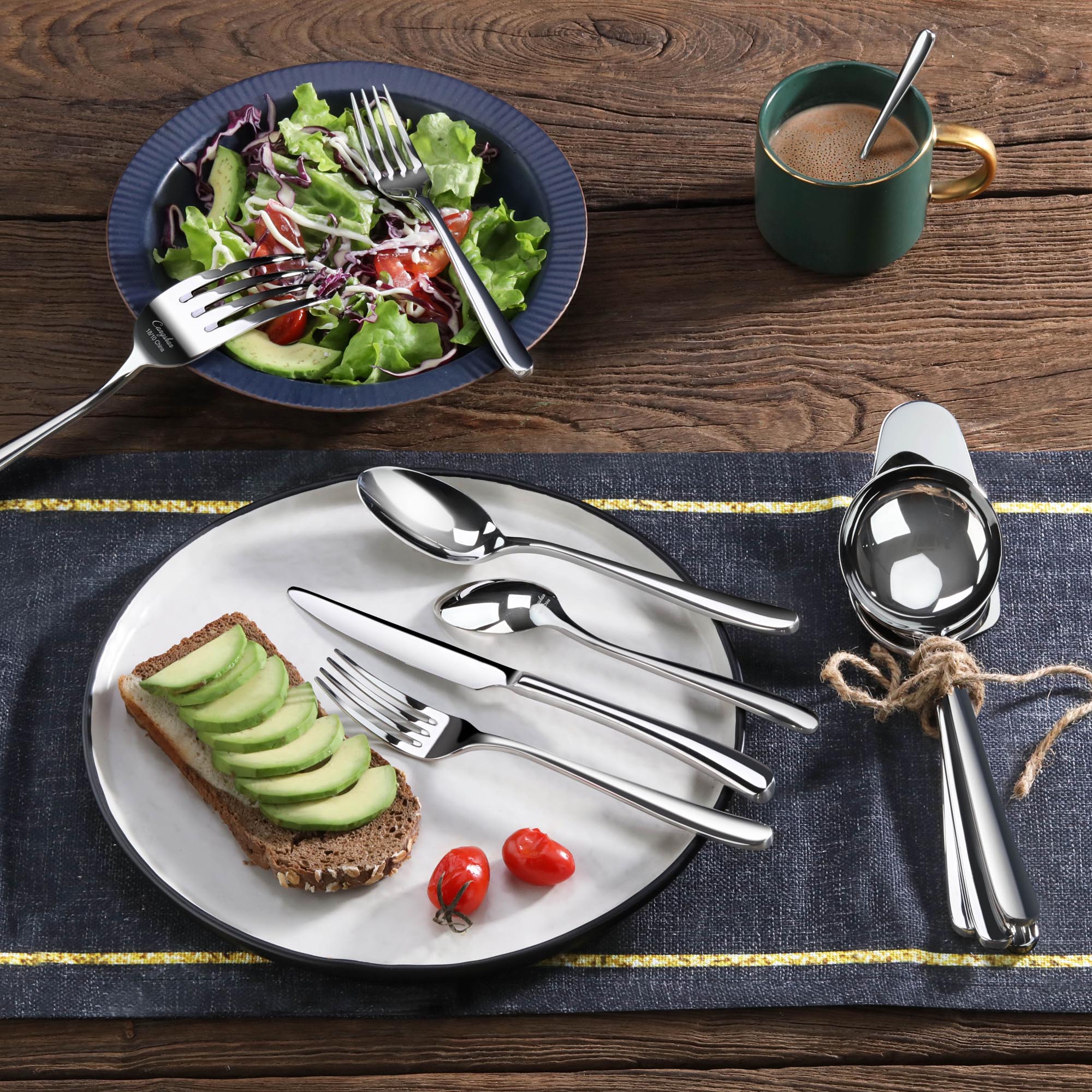 Rain II Series 103-Piece Forged Flatware Set, Stainless Steel 18/10, 1027037