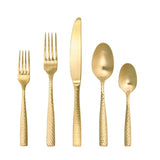 Lucca Faceted Brushed Gold 5pc Place Setting