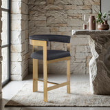 Romeo - Faux Leather Counter Stool With Gold Base (Set of 2)