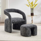 Eva Boucle Accent Chair with Ottoman
