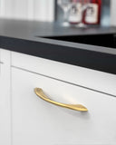 DESIGN2554 Brushed Gold Cabinet Pulls – Modern Luxe, Twisted Bar & Arched Bow for Modern Kitchen
