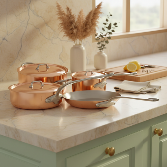 Mauviel M'3 S Copper 7-Piece Cookware Set With Cast Stainless Steel Handle