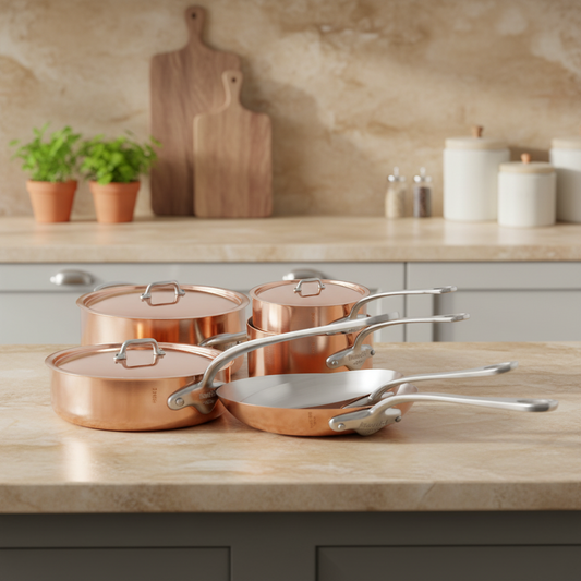 Mauviel M'3 S Copper 10-Piece Cookware Set With Cast Stainless Steel Handle