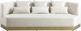 Marquis Contemporary Velvet Sofa with Brushed Gold Base – Cozy Luxury for Modern Living Spaces