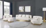 Marquis Contemporary Velvet Sofa with Brushed Gold Base – Cozy Luxury for Modern Living Spaces