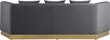 Marquis Contemporary Velvet Sofa with Brushed Gold Base – Cozy Luxury for Modern Living Spaces