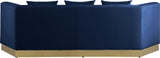 Marquis Contemporary Velvet Sofa with Brushed Gold Base – Cozy Luxury for Modern Living Spaces