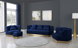 Marquis Contemporary Velvet Sofa with Brushed Gold Base – Cozy Luxury for Modern Living Spaces
