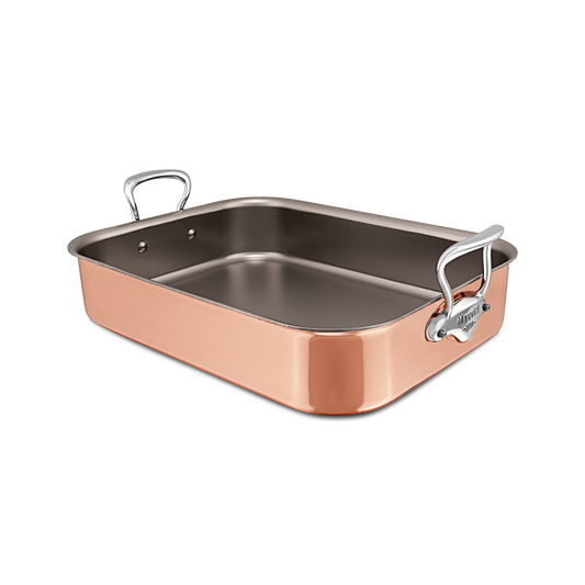 Mauviel Copper Roasting Pan With Cast Stainless Steel Handles, 15.7 x 11.8-In
