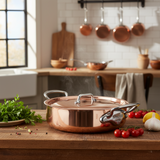 Mauviel M'3 S Copper Rondeau With Lid, Cast Stainless Steel Handle, 3.2-Qt