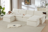 DERVAL 141" 4-Seater Sofa with 2 Ottomans