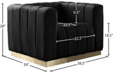 Marlon Velvet Chair - Luxurious Comfort with Channel Tufting and Elegant Brushed Gold Base Design