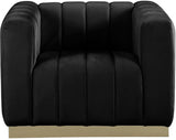 Marlon Velvet Chair - Luxurious Comfort with Channel Tufting and Elegant Brushed Gold Base Design