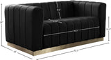Marlon Velvet Loveseat - Chic Channel Tufted Seating with Gold Stainless Steel Base for Modern Homes
