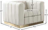 Marlon Velvet Chair - Luxurious Comfort with Channel Tufting and Elegant Brushed Gold Base Design