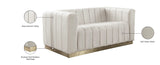 Marlon Velvet Loveseat - Chic Channel Tufted Seating with Gold Stainless Steel Base for Modern Homes