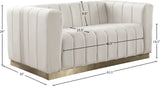 Marlon Velvet Loveseat - Chic Channel Tufted Seating with Gold Stainless Steel Base for Modern Homes