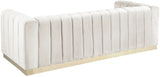 Marlon Velvet Sofa - Luxurious Channel Tufted Seating with Brushed Gold Base for Modern Elegance
