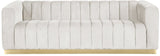 Marlon Velvet Sofa - Luxurious Channel Tufted Seating with Brushed Gold Base for Modern Elegance