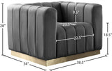 Marlon Velvet Chair - Luxurious Comfort with Channel Tufting and Elegant Brushed Gold Base Design