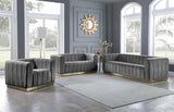 Marlon Velvet Chair - Luxurious Comfort with Channel Tufting and Elegant Brushed Gold Base Design