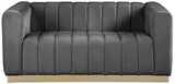 Marlon Velvet Loveseat - Chic Channel Tufted Seating with Gold Stainless Steel Base for Modern Homes
