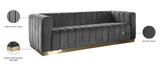 Marlon Velvet Sofa - Luxurious Channel Tufted Seating with Brushed Gold Base for Modern Elegance