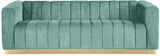 Marlon Velvet Sofa - Luxurious Channel Tufted Seating with Brushed Gold Base for Modern Elegance