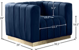 Marlon Velvet Chair - Luxurious Comfort with Channel Tufting and Elegant Brushed Gold Base Design