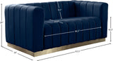 Marlon Velvet Loveseat - Chic Channel Tufted Seating with Gold Stainless Steel Base for Modern Homes